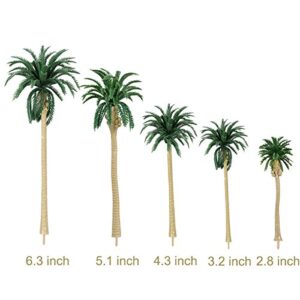 ORZIZRO 15Pcs Model Coconut Palm Tree Scenery Model Tree 2.8-6.3 Inch Mixed Model Trees for Model Train Railway Architecture Diorama DIY Scenery Landscape Cake Toppers Decoration