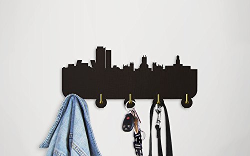 The Geeky Days Spain Madrid Skyline City Landscape Creative Home Decor Wall Art Wall Hooks Tourist Attraction Bathroom Door Living Room Decor Towel Robe Hooks Clothes Coat Hats Hooks Hanger