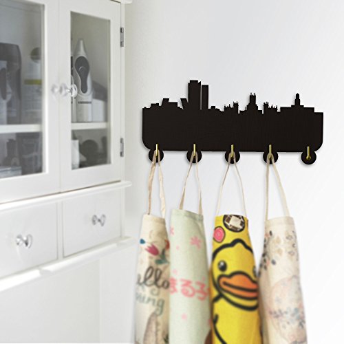 The Geeky Days Spain Madrid Skyline City Landscape Creative Home Decor Wall Art Wall Hooks Tourist Attraction Bathroom Door Living Room Decor Towel Robe Hooks Clothes Coat Hats Hooks Hanger