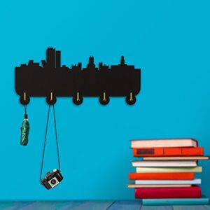 The Geeky Days Spain Madrid Skyline City Landscape Creative Home Decor Wall Art Wall Hooks Tourist Attraction Bathroom Door Living Room Decor Towel Robe Hooks Clothes Coat Hats Hooks Hanger