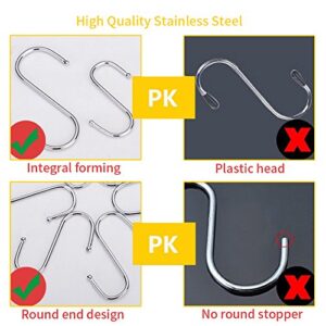 WKTRSM 20 Pack 3 Inches S Shaped Hooks Heavy-Duty Stainless Steel Metal Hangers Hanging Hooks Pan Pot Holder Rack Hooks for Kitchenware Pots Utensils Clothes Bags Towels Plants