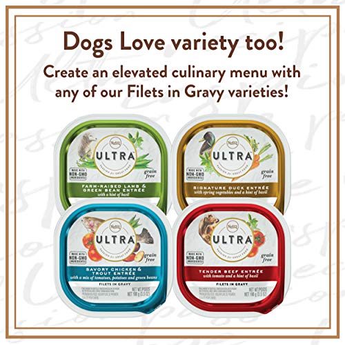 NUTRO ULTRA Grain Free Adult Soft Wet Dog Food Filets in Gravy Bistro Mix Variety Pack, (12) 3.5 oz. Trays