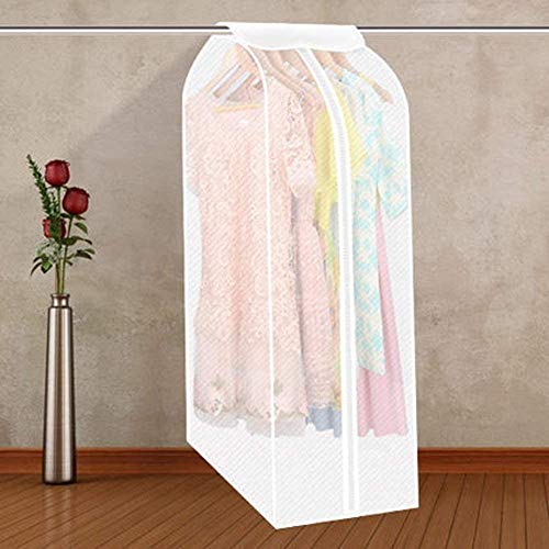 Garment Bag Organizer Storage with Translucent Fabric, Large PEVA Translucent Clothing Dustproof Cover, Wardrobe Hanging Storage Bag, Garment Bags for Closet Storage, Magic Tape and Zipper Design