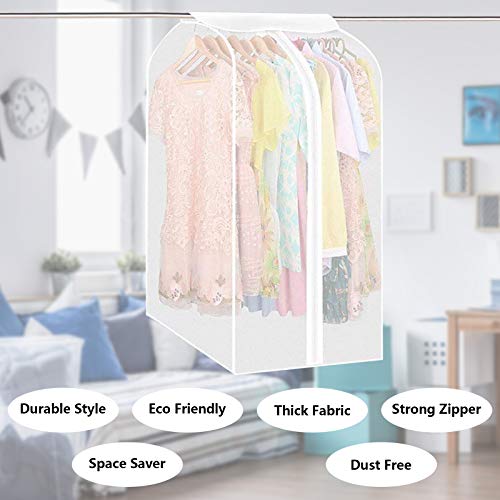 Garment Bag Organizer Storage with Translucent Fabric, Large PEVA Translucent Clothing Dustproof Cover, Wardrobe Hanging Storage Bag, Garment Bags for Closet Storage, Magic Tape and Zipper Design