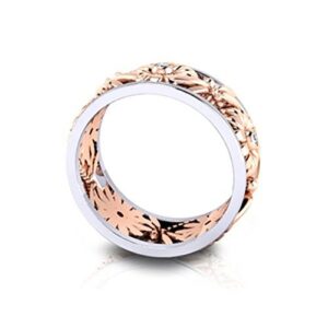 Meolin Sunflower Ring Chrysanthemum Ring Wedding Ring Statement Stackable Band Ring Eternity Cocktail Band (Size/6/7/8/9/10),Rose Gold,Size 8