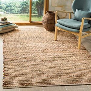 safavieh cape cod collection accent rug - 3' x 5', natural & multi, handmade boho braided stripe jute, ideal for high traffic areas in entryway, living room, bedroom (cap307b)