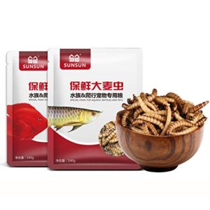 JackSuper 280g High Protein Turtle Food Mealworms Bulk Fresh Dried Mealworms Treats for Reptile Snacks Bird Chicken Fish Food