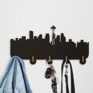 The Geeky Days America Seattle Skyline Tourist Attraction Wall Hooks Coat Hanger Household Decor Modern Wall Decor Bedroom Bathroom Door Clothes Robe Towel Hooks