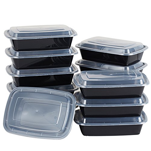 NutriBox 28 OZ [20 value pack] Meal Prep Plastic Food Storage Containers 1 Compartment with lids- BPA Free Reusable Lunch Bento Box - Microwave, Dishwasher and Freezer Safe, Portion Control
