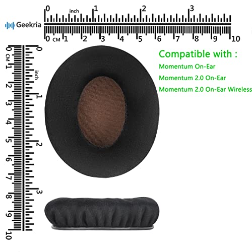 Geekria Comfort Velour Replacement Ear Pads for Sennheiser Momentum On-Ear Momentum 2.0 On-Ear Momentum 2.0 On-Ear Wireless Headphones Earpads, Headset Ear Cushion Repair Parts (Black Velvet)