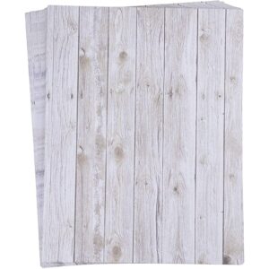 48 sheets rustic wood grain stationery, letter writing paper for scrapbooking, invitations, crafts (8.5 x 11 in)