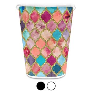 RNK Shops Glitter Moroccan Watercolor Waste Basket - Single Sided (White)