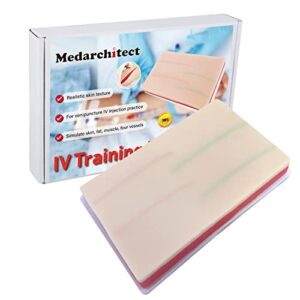 medarchitect venipuncture iv injection training pad model with 4 veins imbedded and 3 skin layers for medical students doctors nurses practice