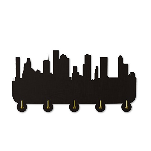 The Geeky Days America Houston Skyline Home Decor Wall Art Wall Hooks Clothes Coat Hats Hooks City Landscape Bedroom Living Room Decor Towel Robe Hooks