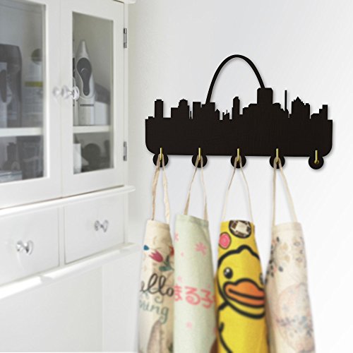 The Geeky Days America St. Louis Skyline Tourist Attraction Art Wall Decor Wall Hooks Clothes Coat Robe Hooks Keys Holder Bathroom Door Decor Towel Hooks