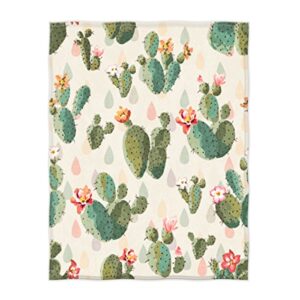 qh cute cactus super soft throw blanket for bed couch lightweight blanket 58 x 80 inch for all seasons