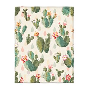 QH Cute Cactus Super Soft Throw Blanket for Bed Couch Lightweight Blanket 58 x 80 Inch for All Seasons