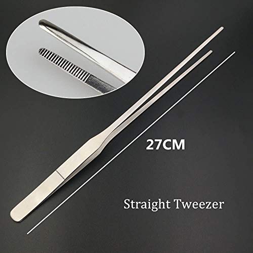 ESKONI 2-Piece Aquarium Tweezers Stainless Steel Straight and Curved Tweezers Set for Fish Tank Aquatic Plants, 27cm/10.6 inches Feeding Tongs for Hold Worms, Reptiles, Lizards, Bearded Dragon