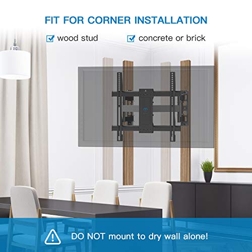 Corner TV Wall Mount Bracket Tilts, Swivels, Extends, Full Motion Articulating TV Mount for 26-60 inch LED, LCD Flat Curved Screen TVs, Holds up to 99 lbs, VESA 400x400, Heavy Duty TV Bracket PSCMF1