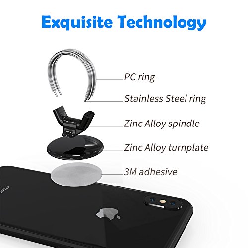 Phone Ring Holder Stand, 3 in 1 Universal Phone Car Vent Mount and Finger Grip Phone Holder Compatible with All iPhone, Samsung Galaxy & Smartphones