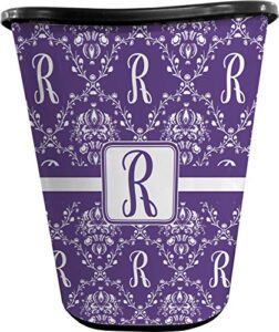 rnk shops initial damask waste basket - double sided (black) (personalized)