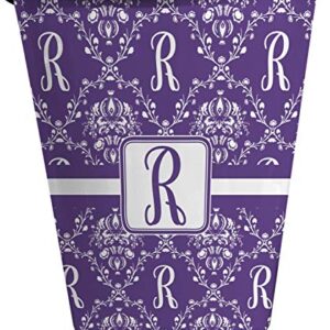 RNK Shops Initial Damask Waste Basket - Double Sided (Black) (Personalized)