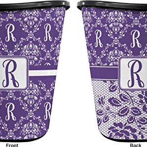 RNK Shops Initial Damask Waste Basket - Double Sided (Black) (Personalized)