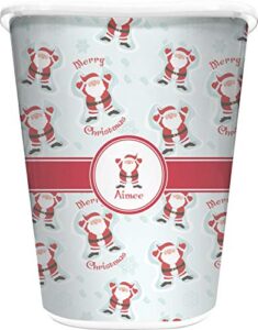 rnk shops santa clause making snow angels waste basket - double sided (white) w/name or text