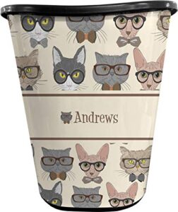 rnk shops hipster cats waste basket - double sided (black) (personalized)