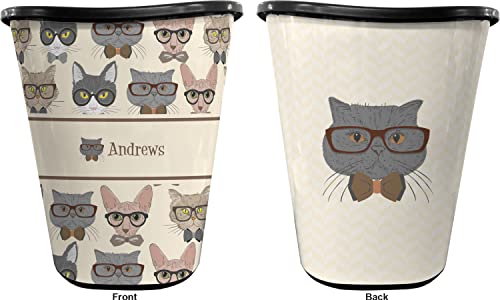 RNK Shops Hipster Cats Waste Basket - Double Sided (Black) (Personalized)