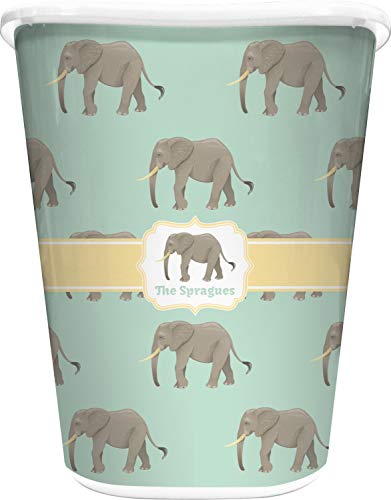 RNK Shops Elephant Waste Basket - Double Sided (White) (Personalized)