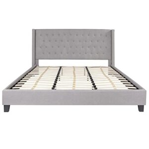 Flash Furniture Riverdale King Size Tufted Upholstered Platform Bed in Light Gray Fabric