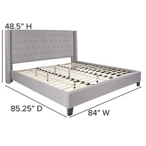 Flash Furniture Riverdale King Size Tufted Upholstered Platform Bed in Light Gray Fabric