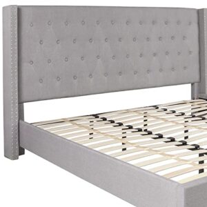 Flash Furniture Riverdale King Size Tufted Upholstered Platform Bed in Light Gray Fabric