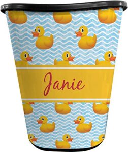rnk shops rubber duckie waste basket - double sided (black) (personalized)