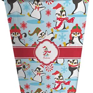 RNK Shops Christmas Penguins Waste Basket - Double Sided (Black) (Personalized)