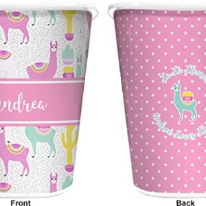 RNK Shops Llamas Waste Basket - Double Sided (White) (Personalized)