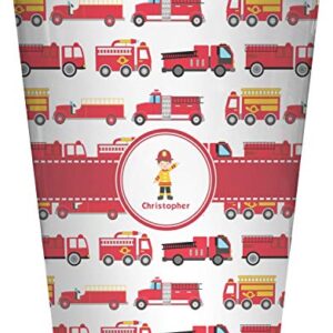 RNK Shops Firetrucks Waste Basket - Double Sided (White) (Personalized)