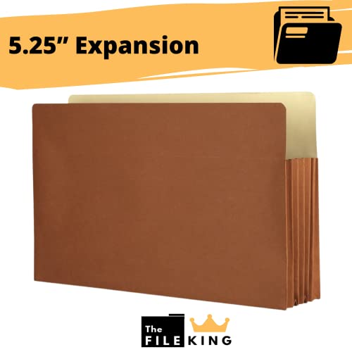 The File King Expanding Accordion File Folder | Letter Size | Box of 10 Redropes | 5.25” Expansion | Store and Organize Papers | Keep Records in One Place | Save Time Searching