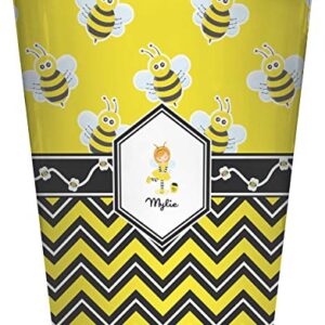 RNK Shops Buzzing Bee Waste Basket - Double Sided (White) (Personalized)