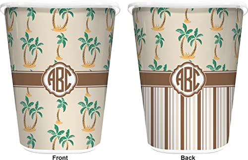 RNK Shops Palm Trees Waste Basket - Double Sided (White) (Personalized)