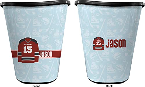RNK Shops Hockey Waste Basket - Double Sided (Black) (Personalized)