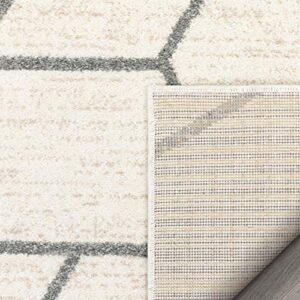 Well Woven Plaza Geometric Ivory Modern Lines Angles Tiles Shapes Area Rug 5x7 (5'3" x 7'3") Carpet