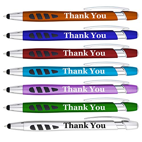 Thank You Greeting Gift Stylus Pens for All Touchscreen Devices - 2 in 1 Multifunction Combo Pen - for Employee Appreciation, Business Events and Parties, 50 Pack