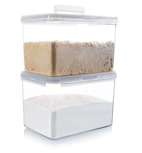 komax hikips flour and sugar storage containers | [set-of-2] large rice, sugar and flour canisters 22-cups (179-oz) | airtight food storage containers | microwave & dishwasher safe | bpa-free tritan…