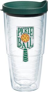 tervis plastic pickleball made in usa double walled insulated tumbler cup keeps drinks cold & hot, 24oz, clear