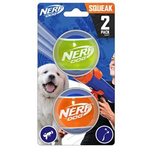 nerf dog 2 inch tpr squeak tennis ball 2-pack