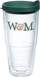 tervis made in usa double walled william & mary university tribe insulated tumbler cup keeps drinks cold & hot, 24oz, green and gold