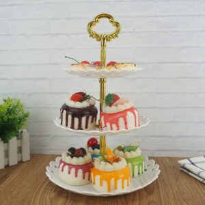artliving 3-tier plastic cake stand-dessert stand-cupcake stand-tea party serving platter white gold