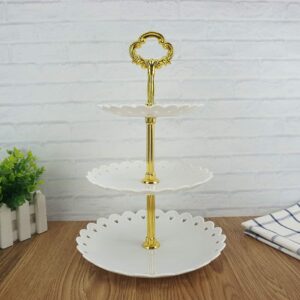 Artliving 3-Tier Plastic Cake Stand-Dessert Stand-Cupcake Stand-Tea Party Serving Platter White Gold